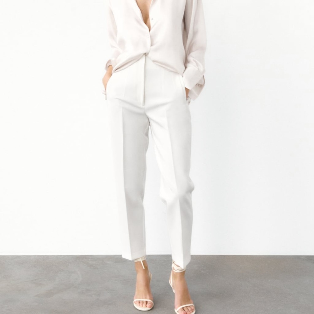 High waisted Zara white pants